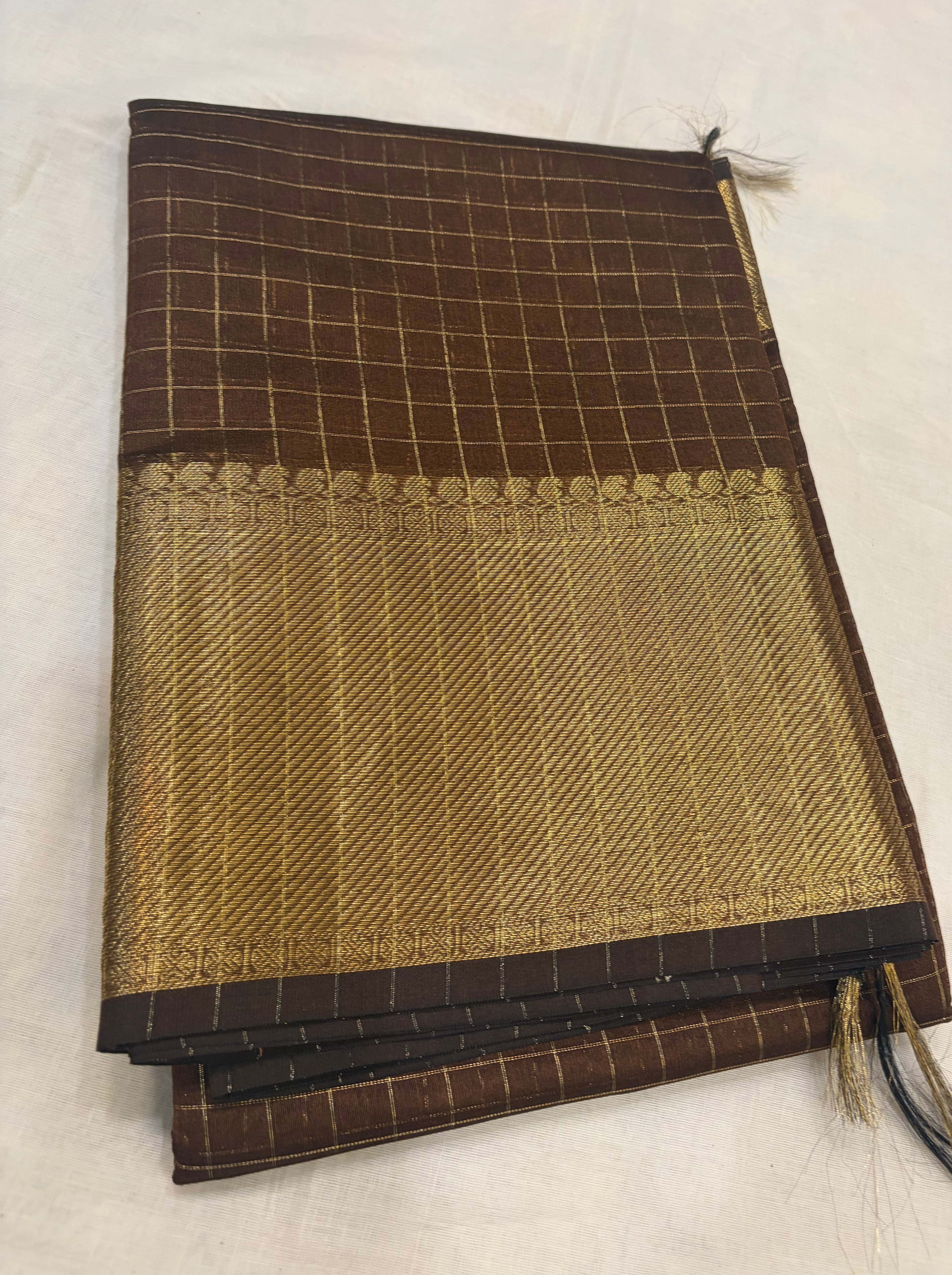 Semi Banarasi kattan silk -coffee brown