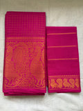 ✨Premium Sungudi Zari kattam Mayoor long Border Saree-Self colour✨-Magenta Pink with veldhaari blouse