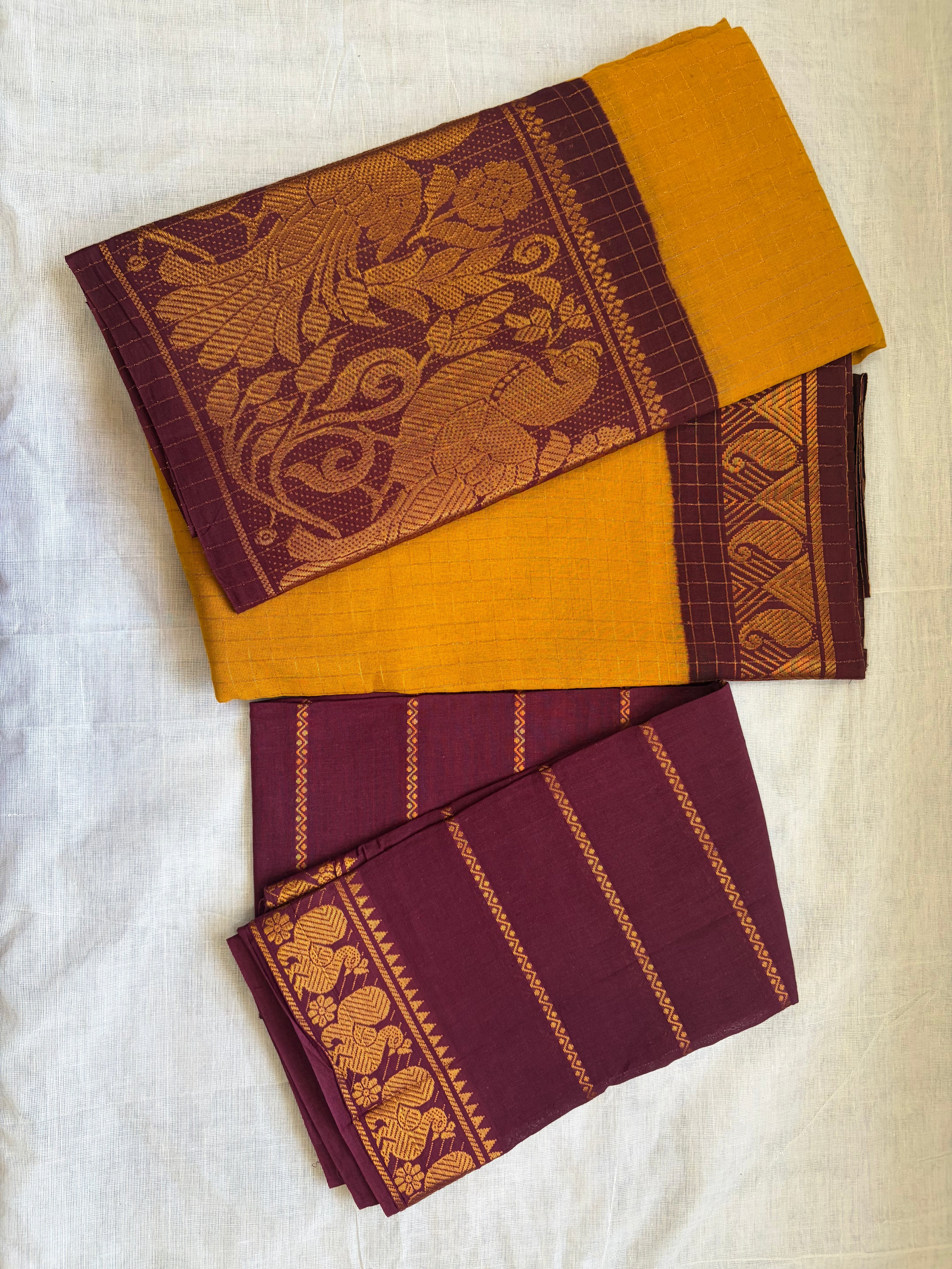 Pure Sungudi zari kattam saree with mayil long border ✨ with contrast blouse