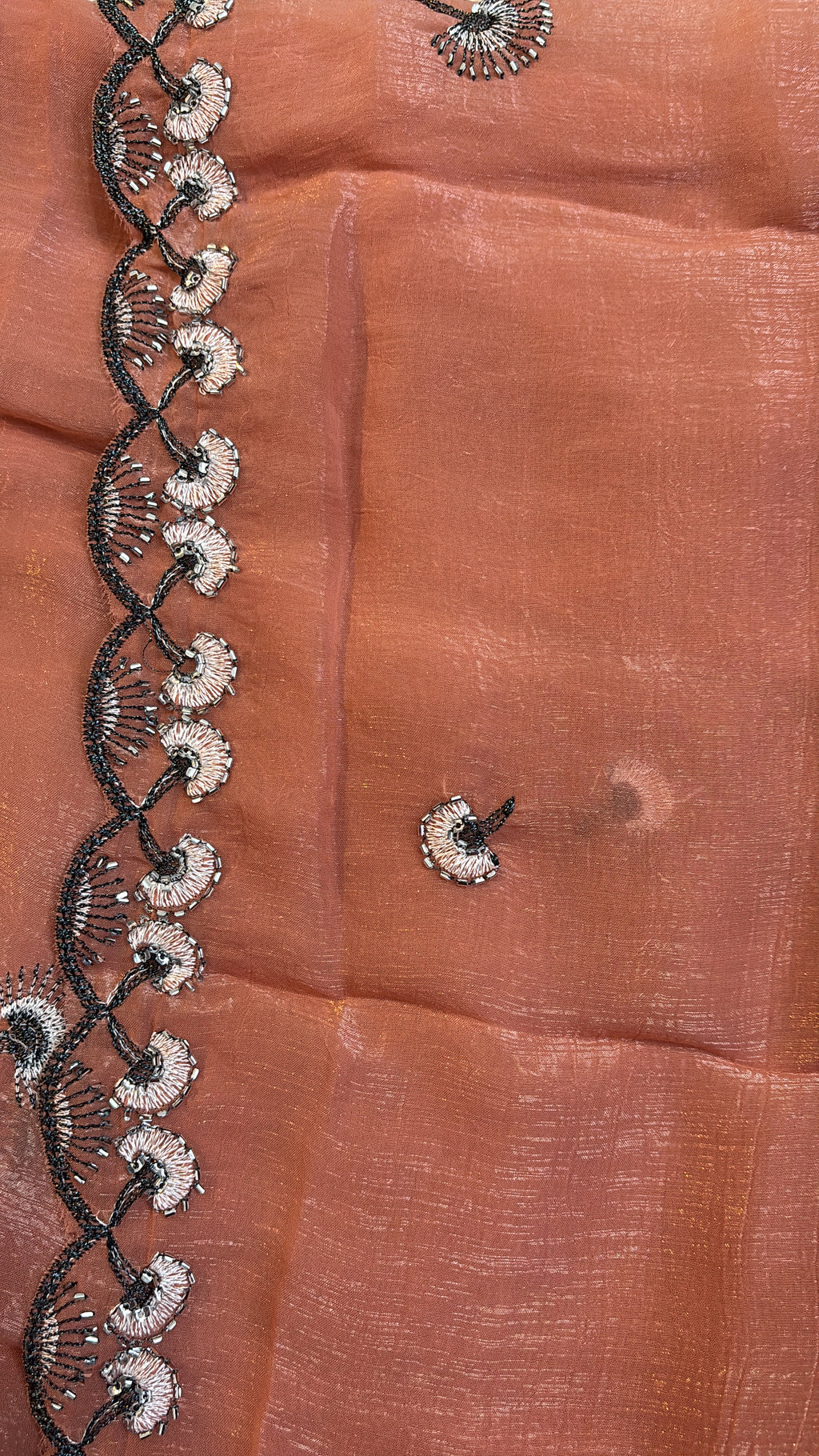 Dusty Pink organza georgette Kurti Suit set with Intricate Bead Work