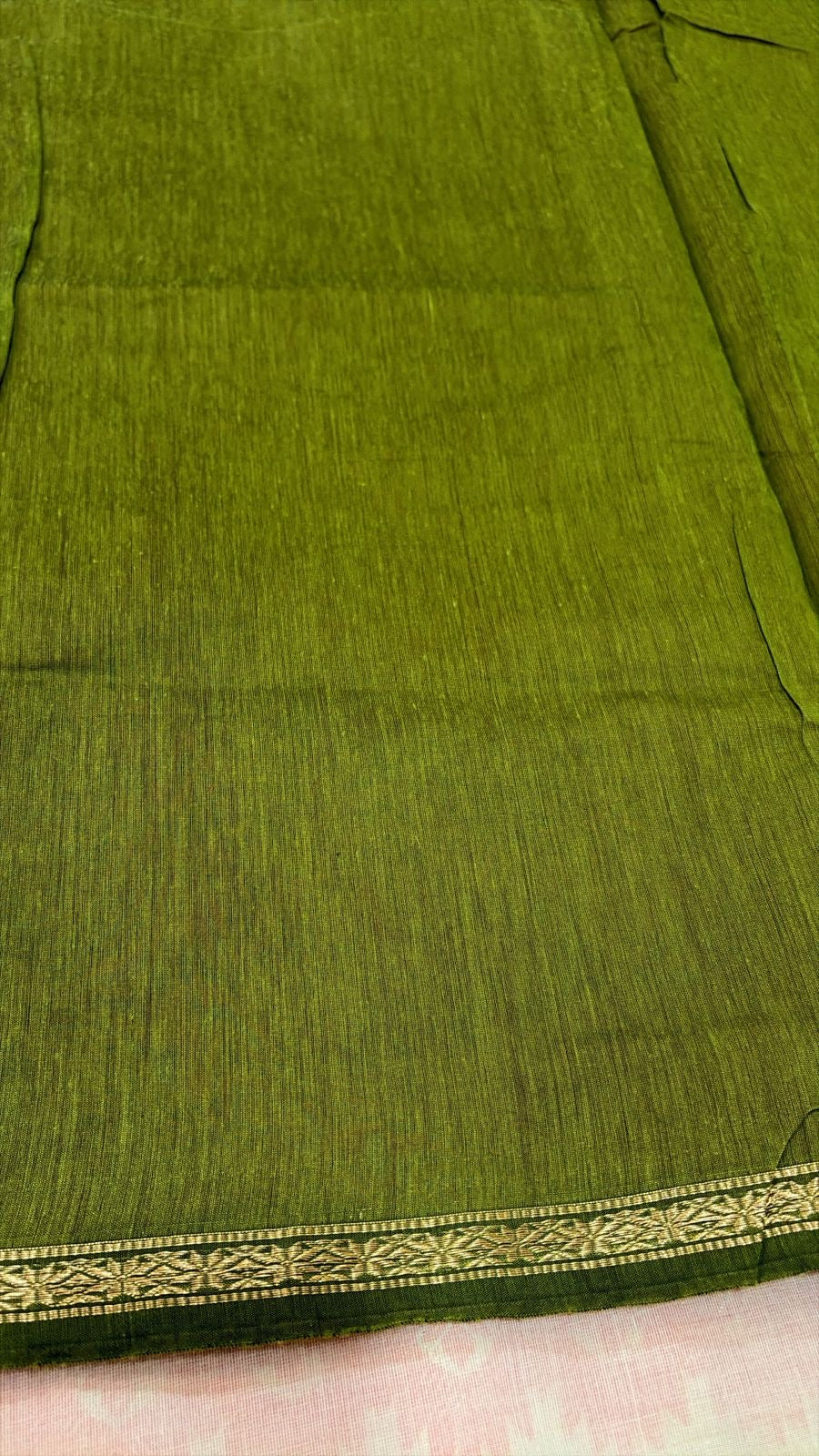 Maheshwari  Silk Cotton Elegance - Rani Pink with Leaf Green