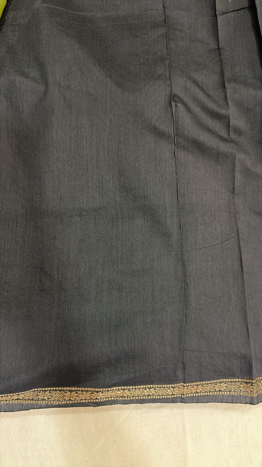 Maheshwari  Silk Cotton Elegance - Olive green with black