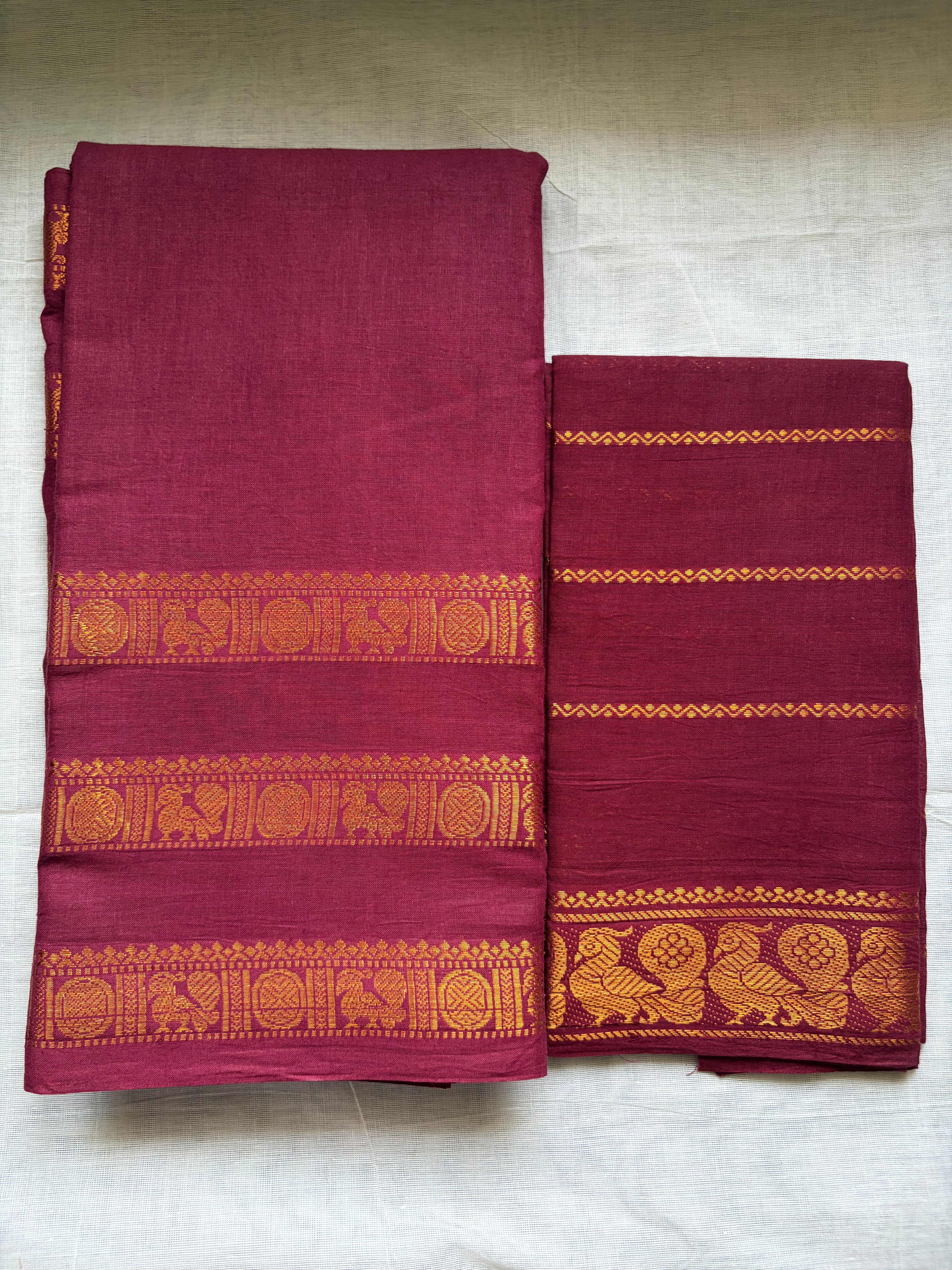 Sungudi-Kanchi border ✨ Maroon with veldhaari blouse