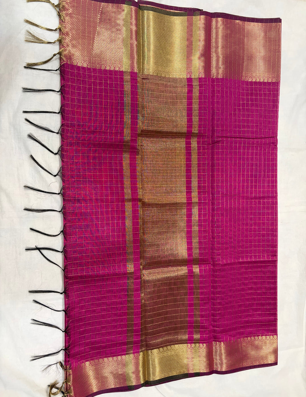 Semi Banarasi kattan silk -Rani Pink