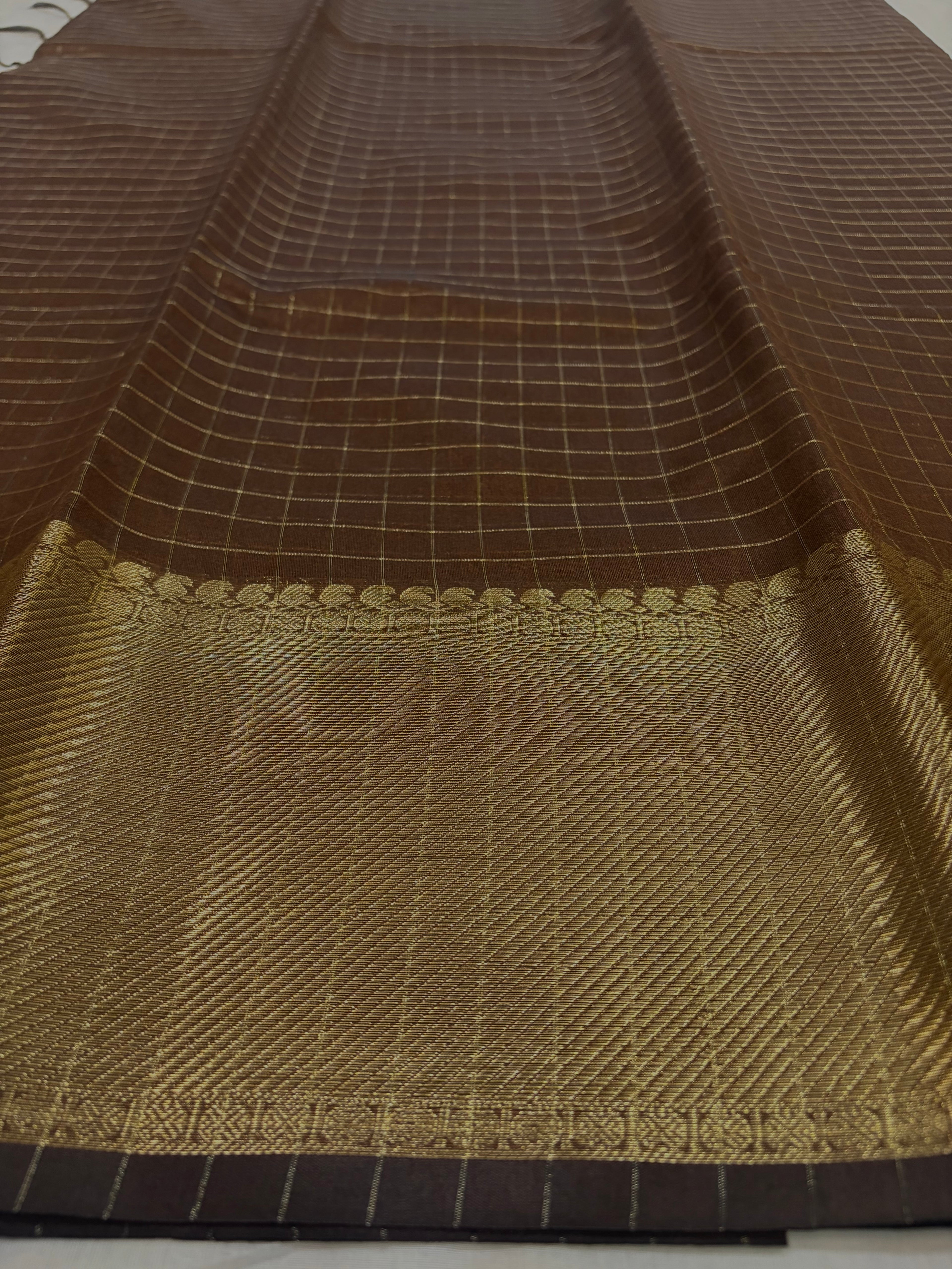 Semi Banarasi kattan silk -coffee brown