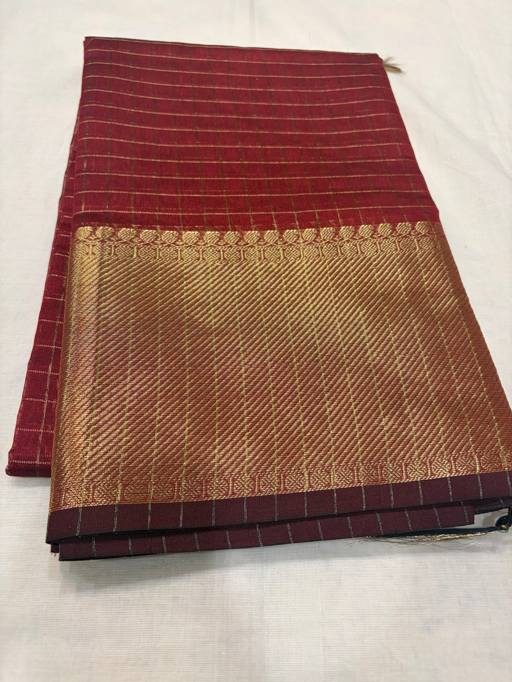 Semi Banarasi Kattan silk - Rust Maroon