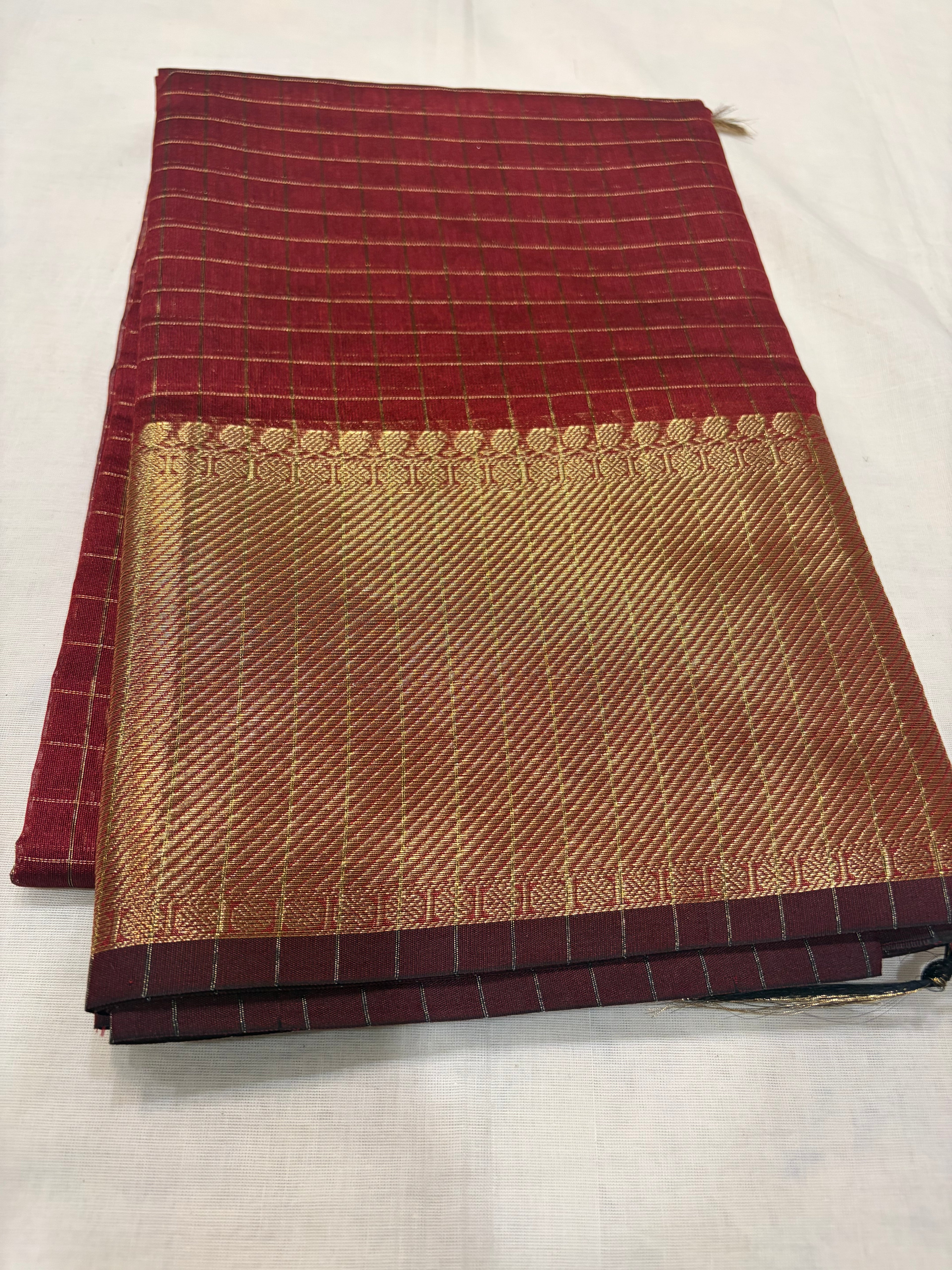 Semi Banarasi Kattan silk - Rust Maroon