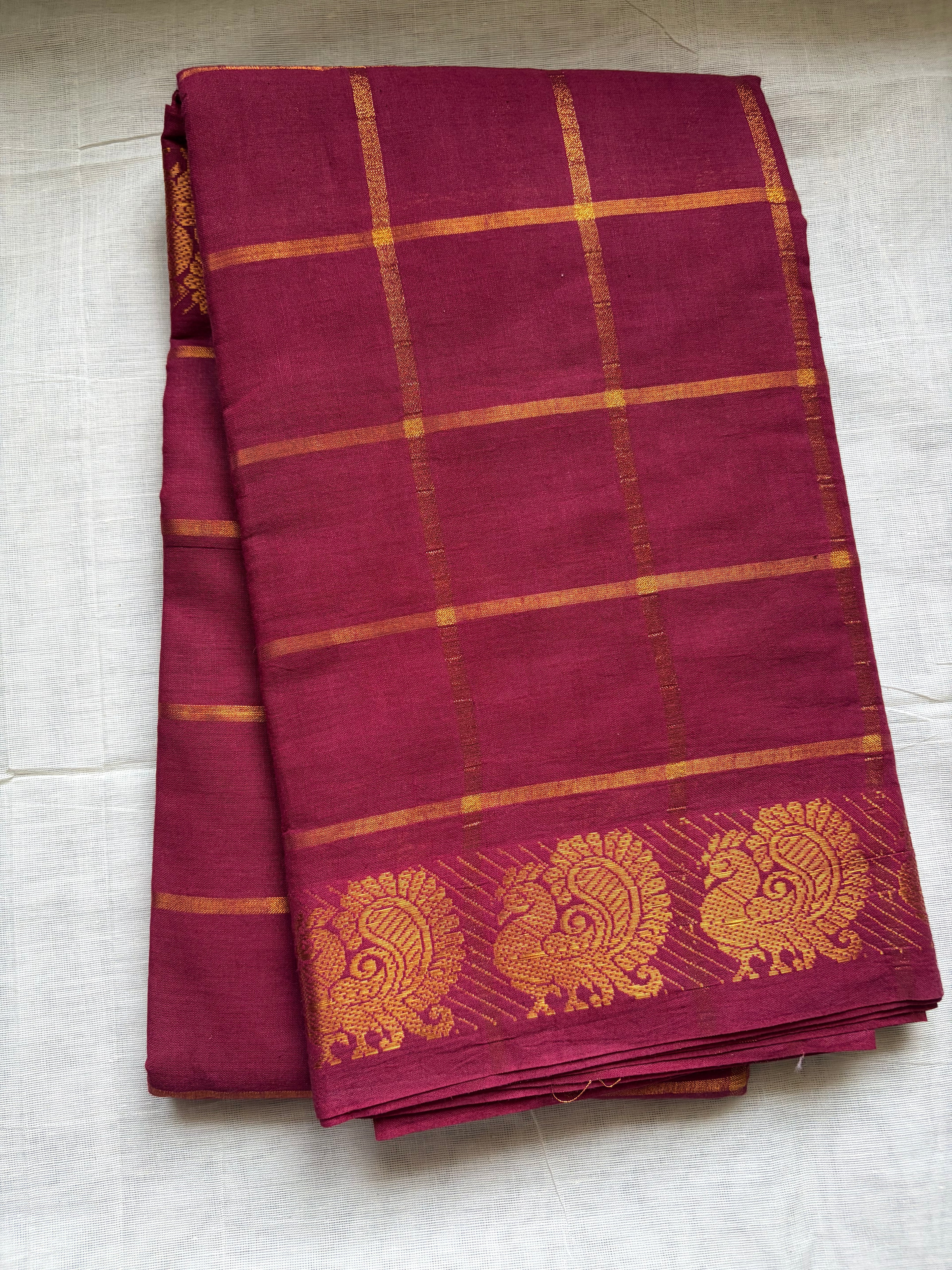 Premium Sungudi Pavithra kattam -Maroon ✨with self running blouse