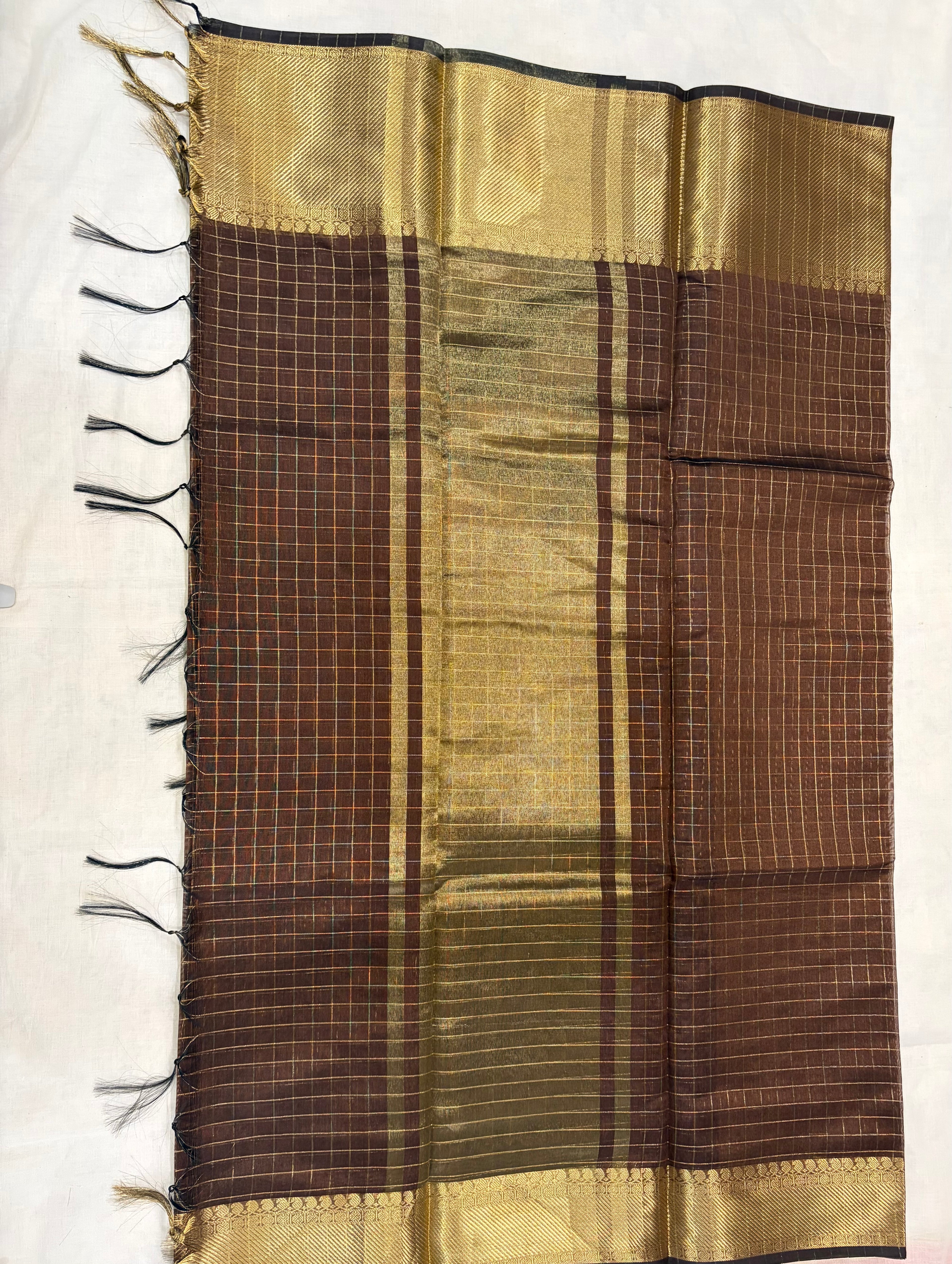 Semi Banarasi kattan silk -coffee brown