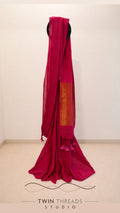 Desi cotton saree with rich tissue pallu ✨-rani pink