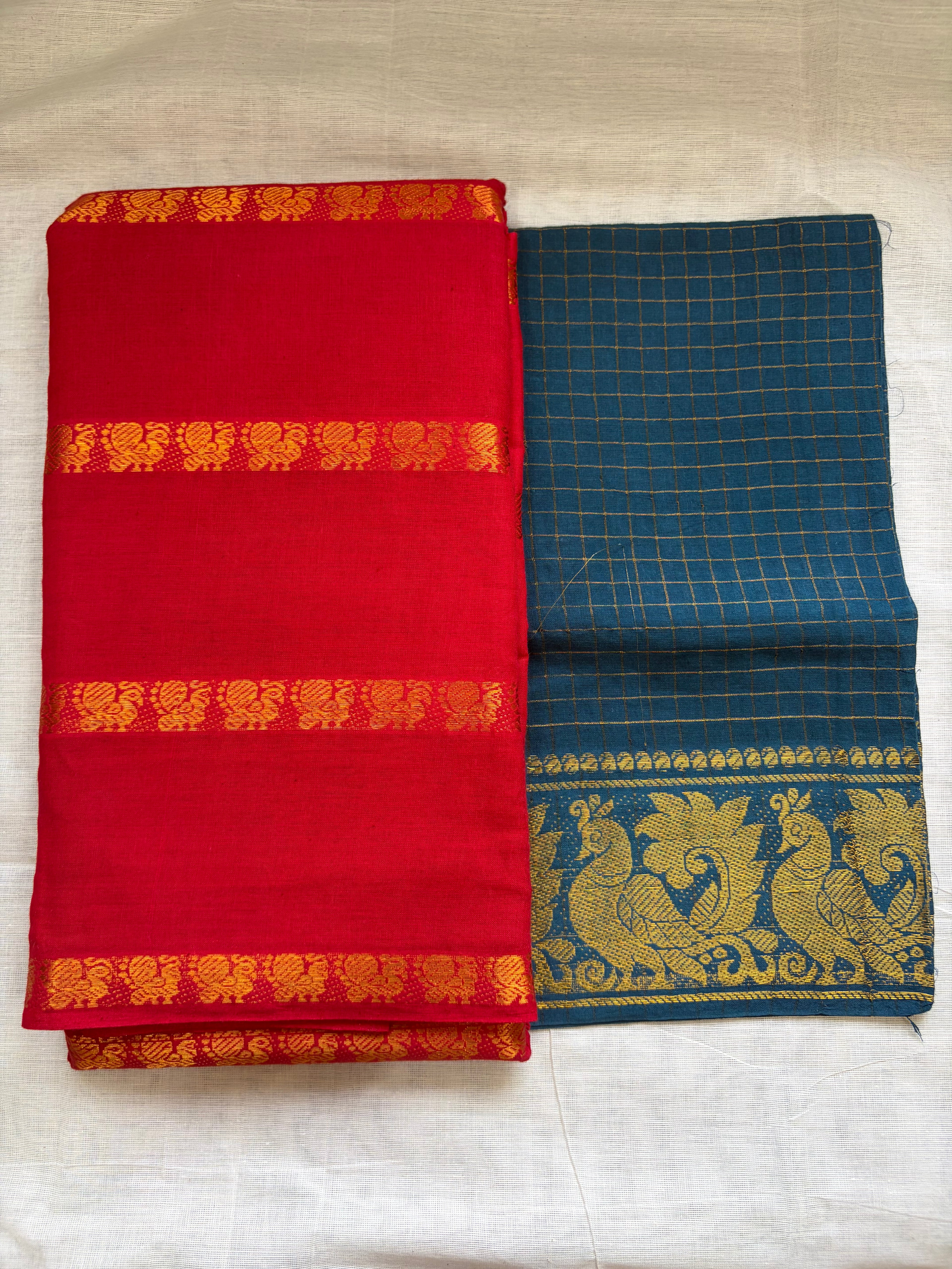 Premium Peacock Veldhaari Sungudi Saree with Contrast Blouse ✨