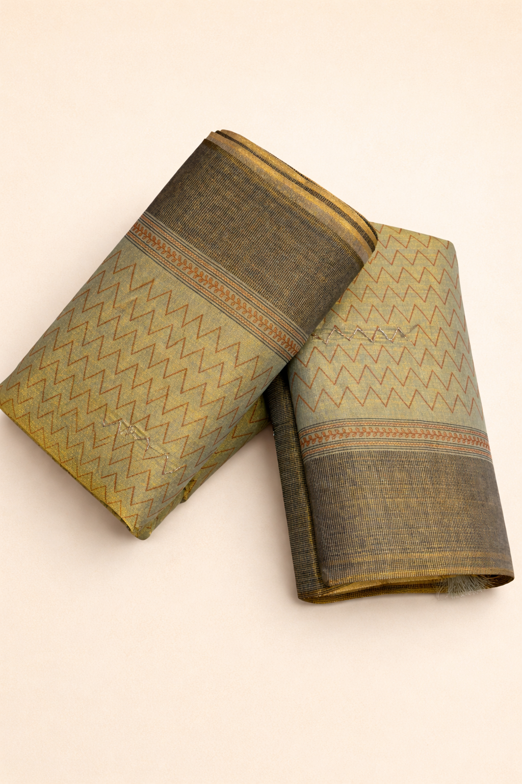 Soft handworked tissue cotton saree -green ✨
