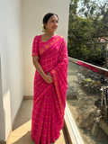 PREMIUM SUNGUDI COTTON PAVITHRA KATTAM - RANI PINK with blouse