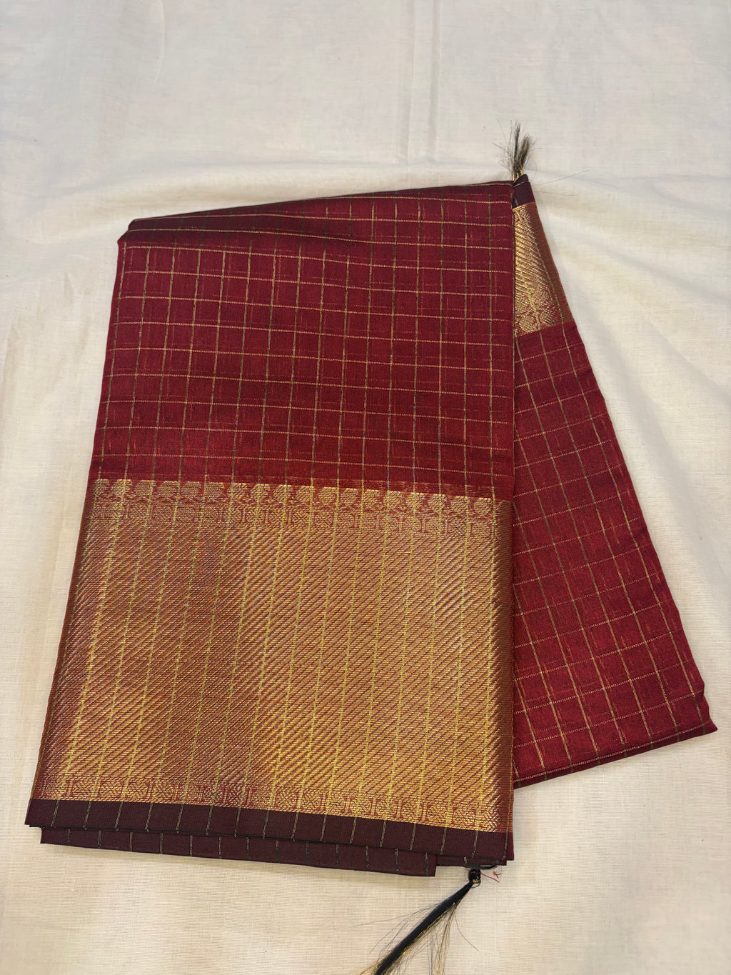 Semi Banarasi Kattan silk - Rust Maroon