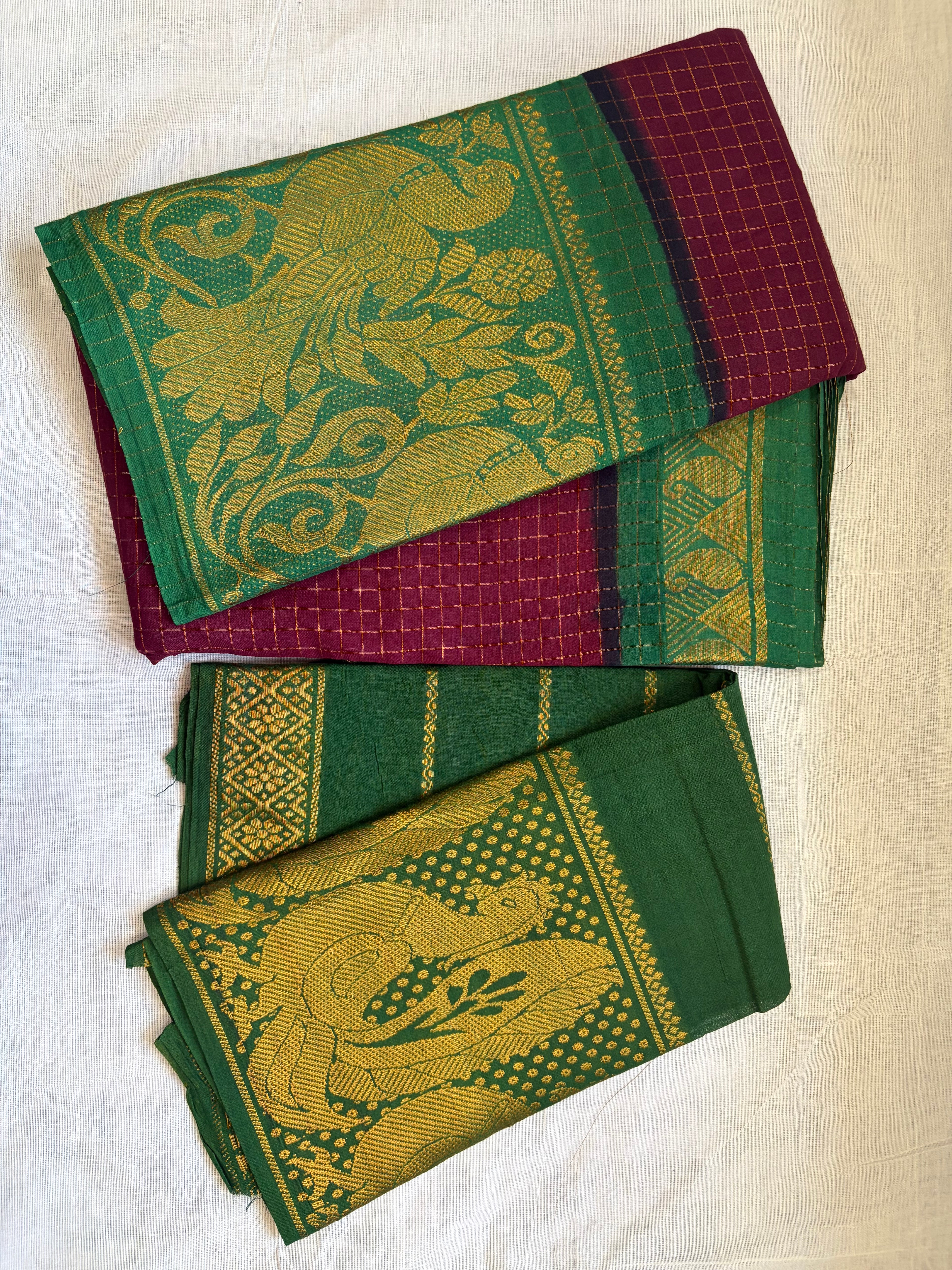 Pure Sungudi zari kattam saree with long mayil border ✨ with contrast blouse