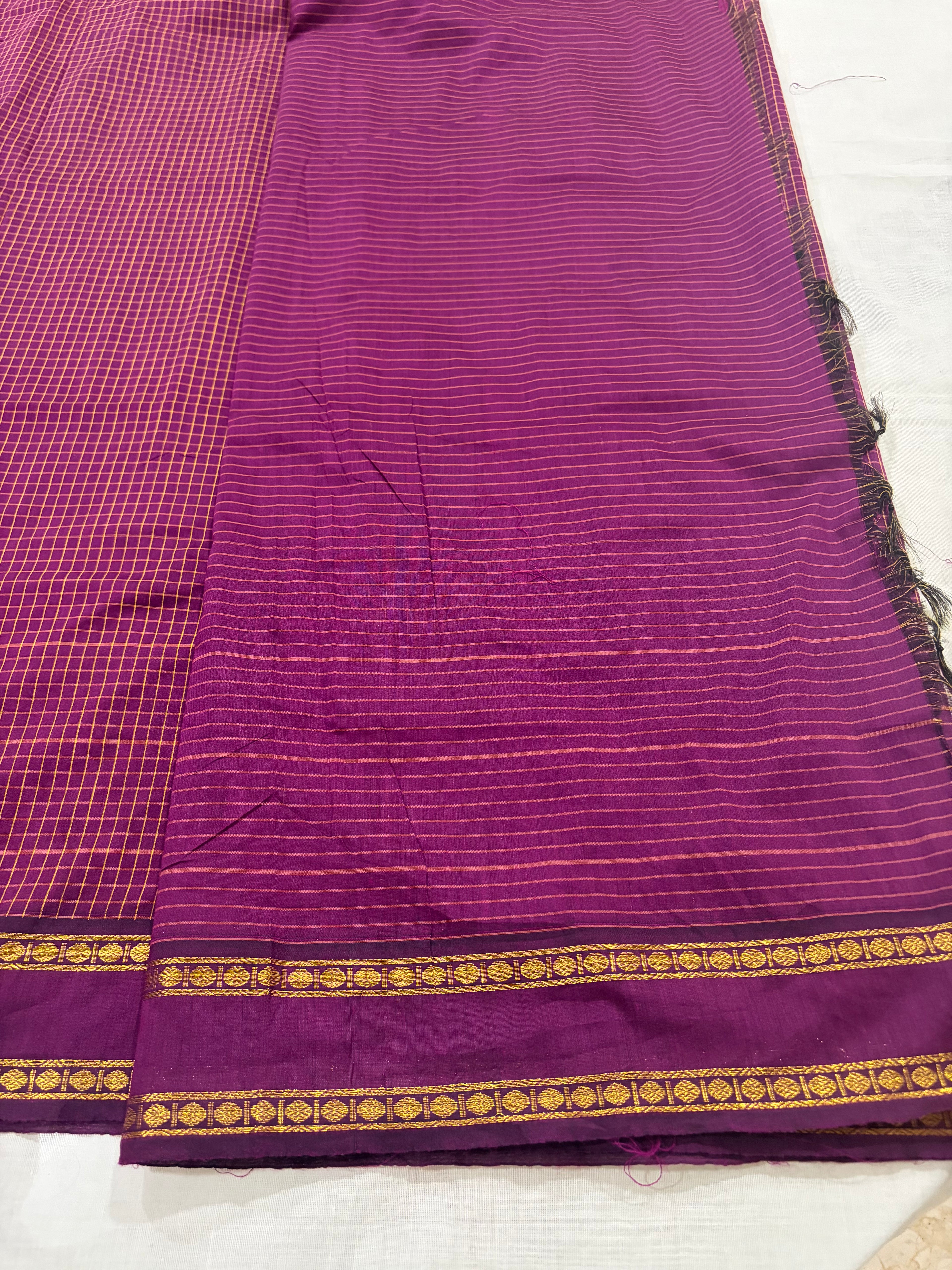 Arani checks Kalyani cotton -  purple vadamalli