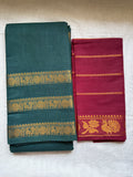 Sungudi -kanchi border ✨ Bottle green with contrast maroon blouse