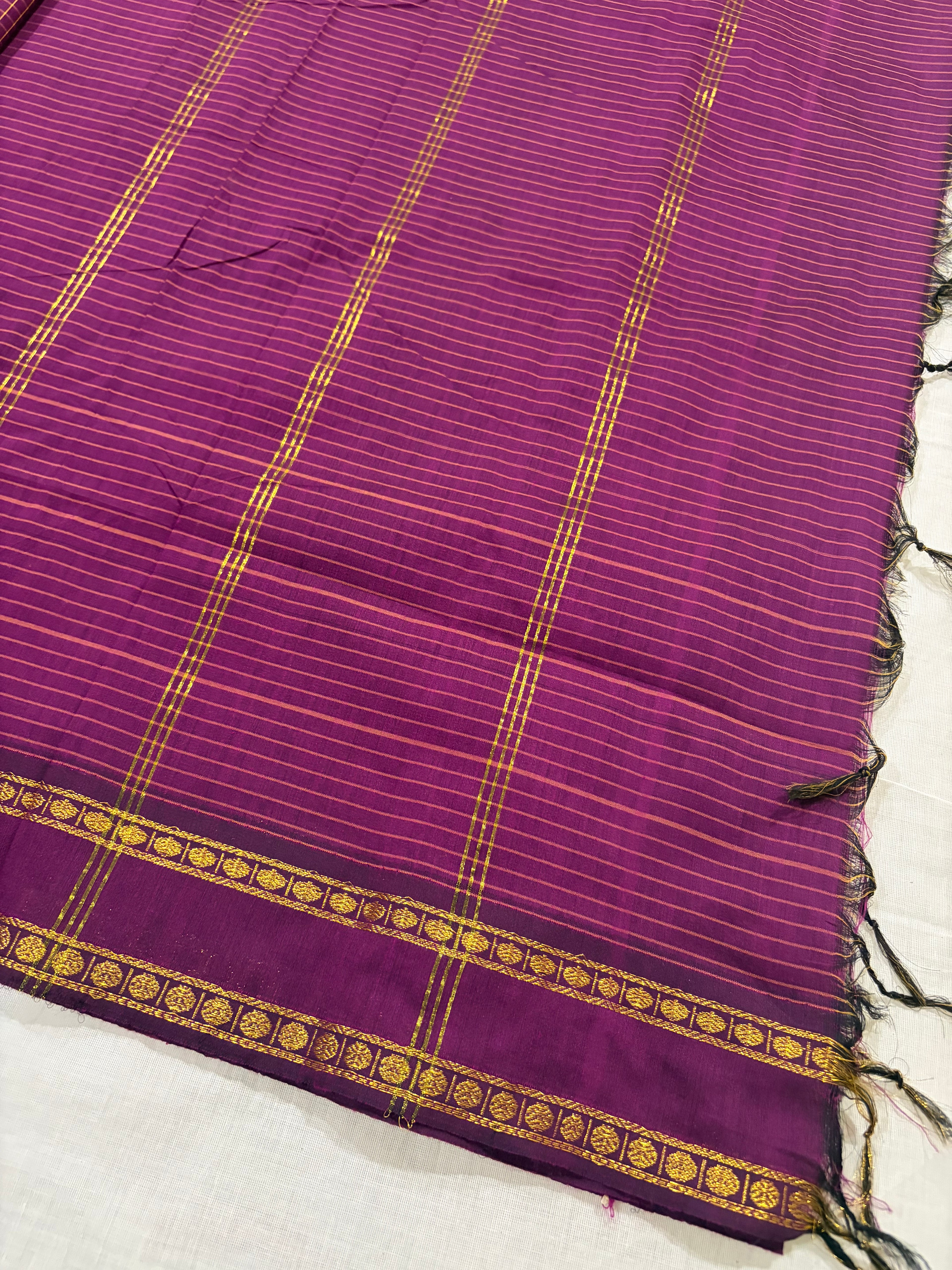 Arani checks Kalyani cotton -  purple vadamalli