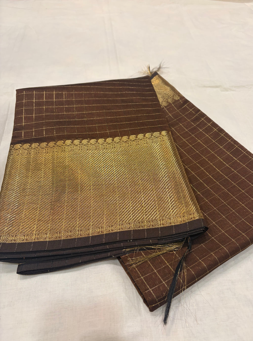 Semi Banarasi kattan silk -coffee brown