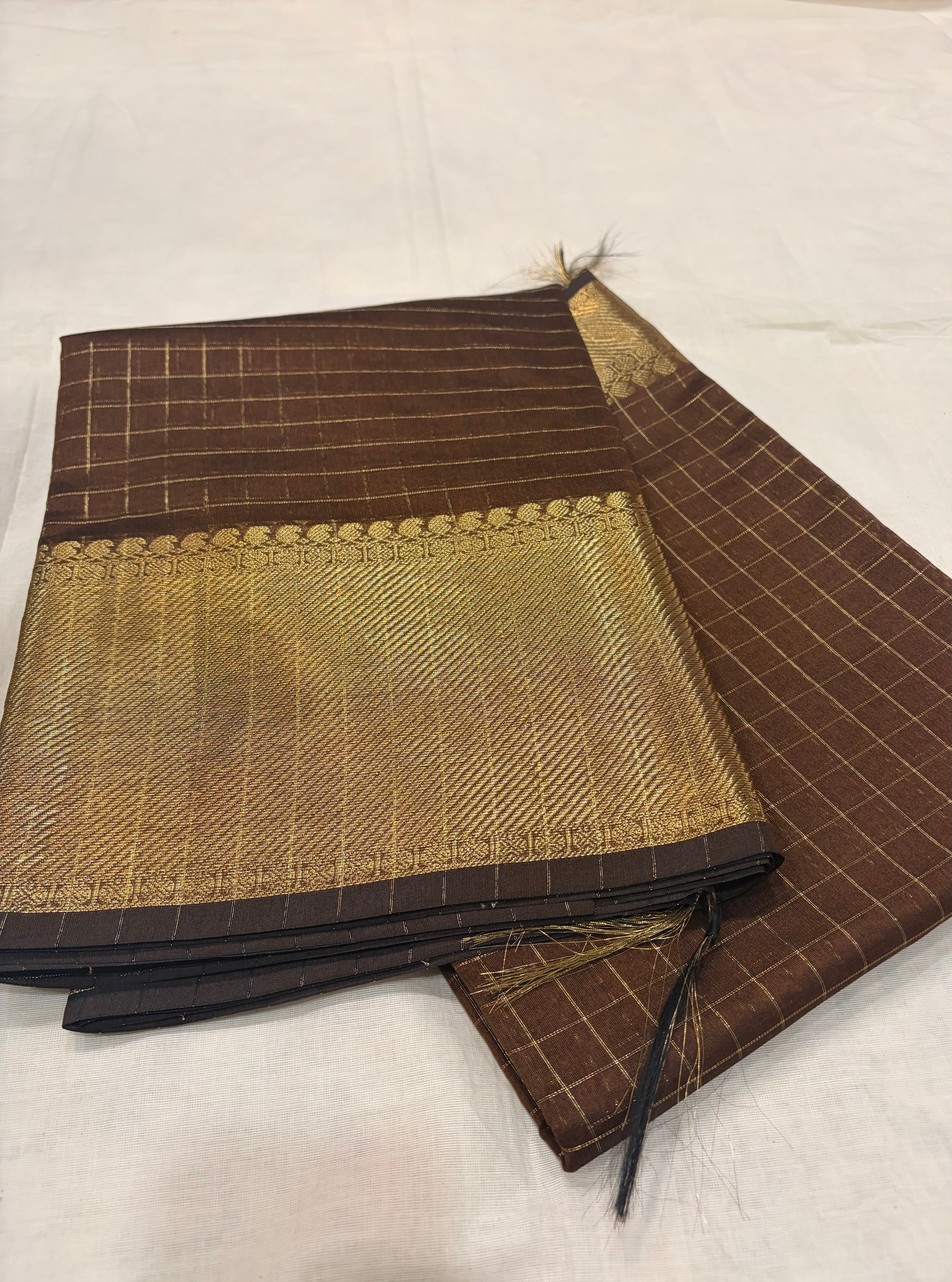 Semi Banarasi kattan silk -coffee brown