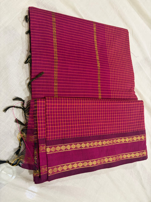 Arani checks Kalyani cotton -magenta