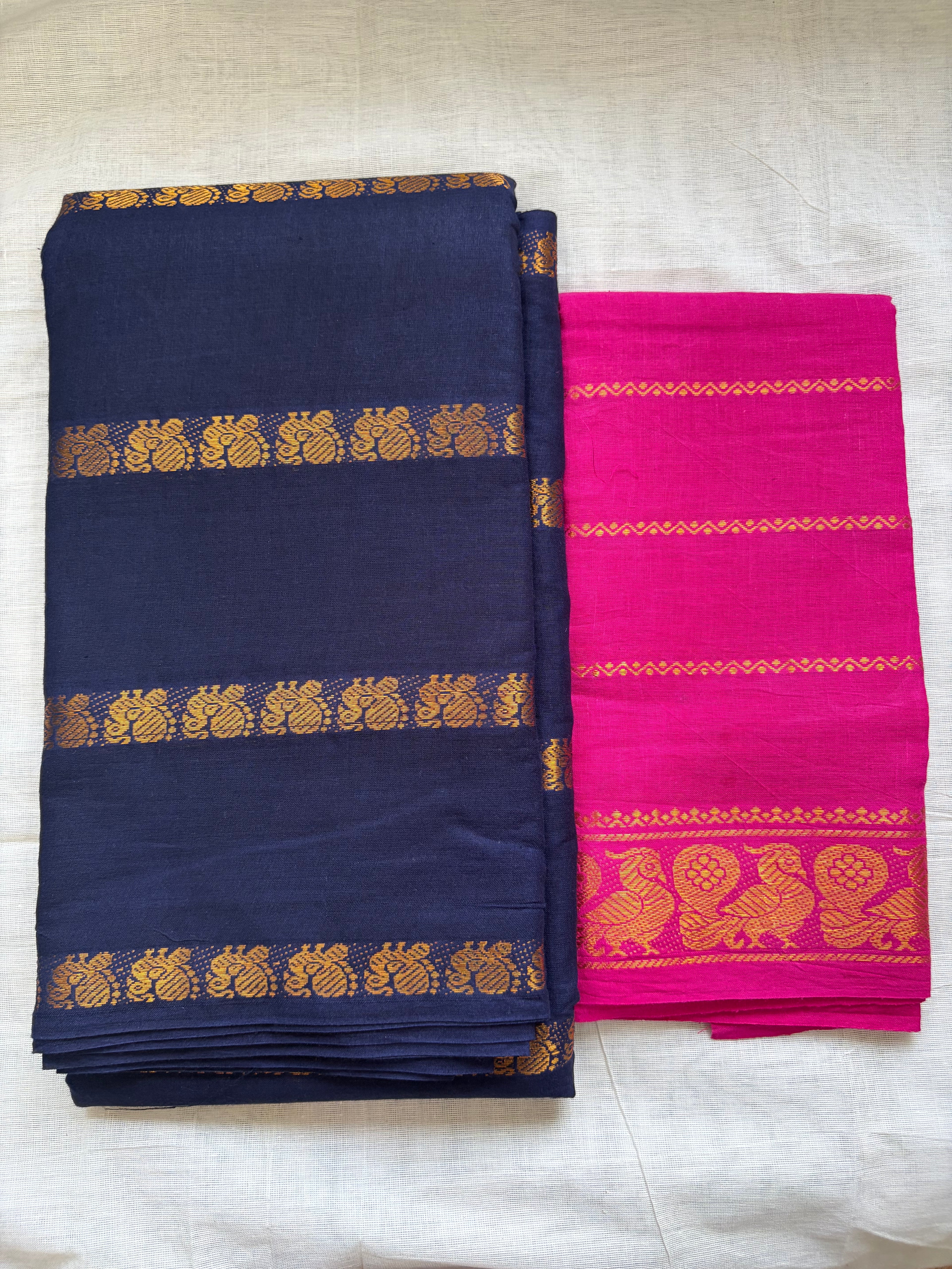 Premium Peacock Veldhaari Sungudi Saree with Contrast Blouse ✨