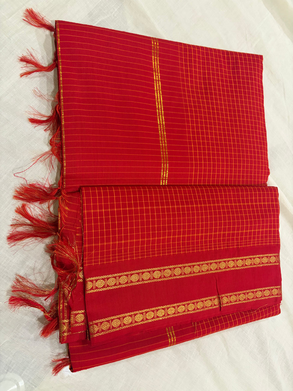 Arani checks Kalyani cotton -red