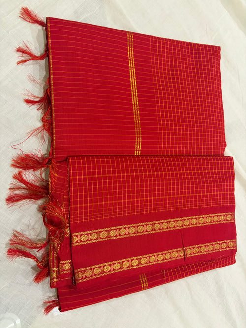Arani checks Kalyani cotton -red