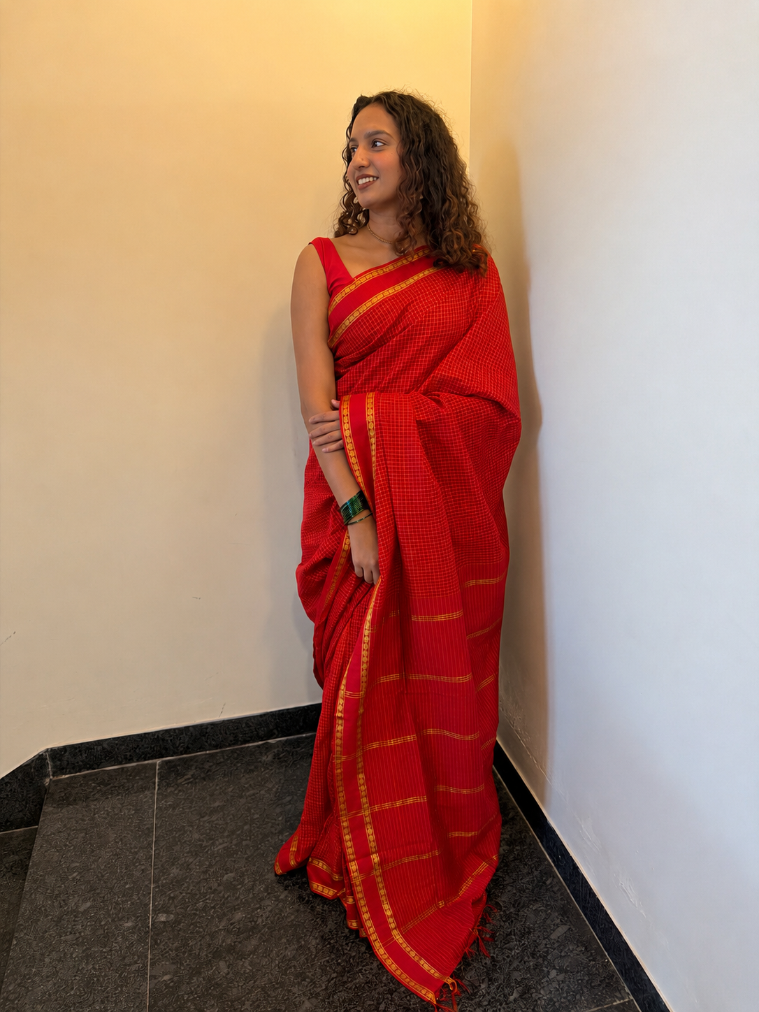 Arani checks Kalyani cotton -red