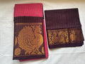 ZARI KATTAM MAYOORI SUNGADI COTTON SAREE - MAUVE PINK WITH COFFEE BROWN