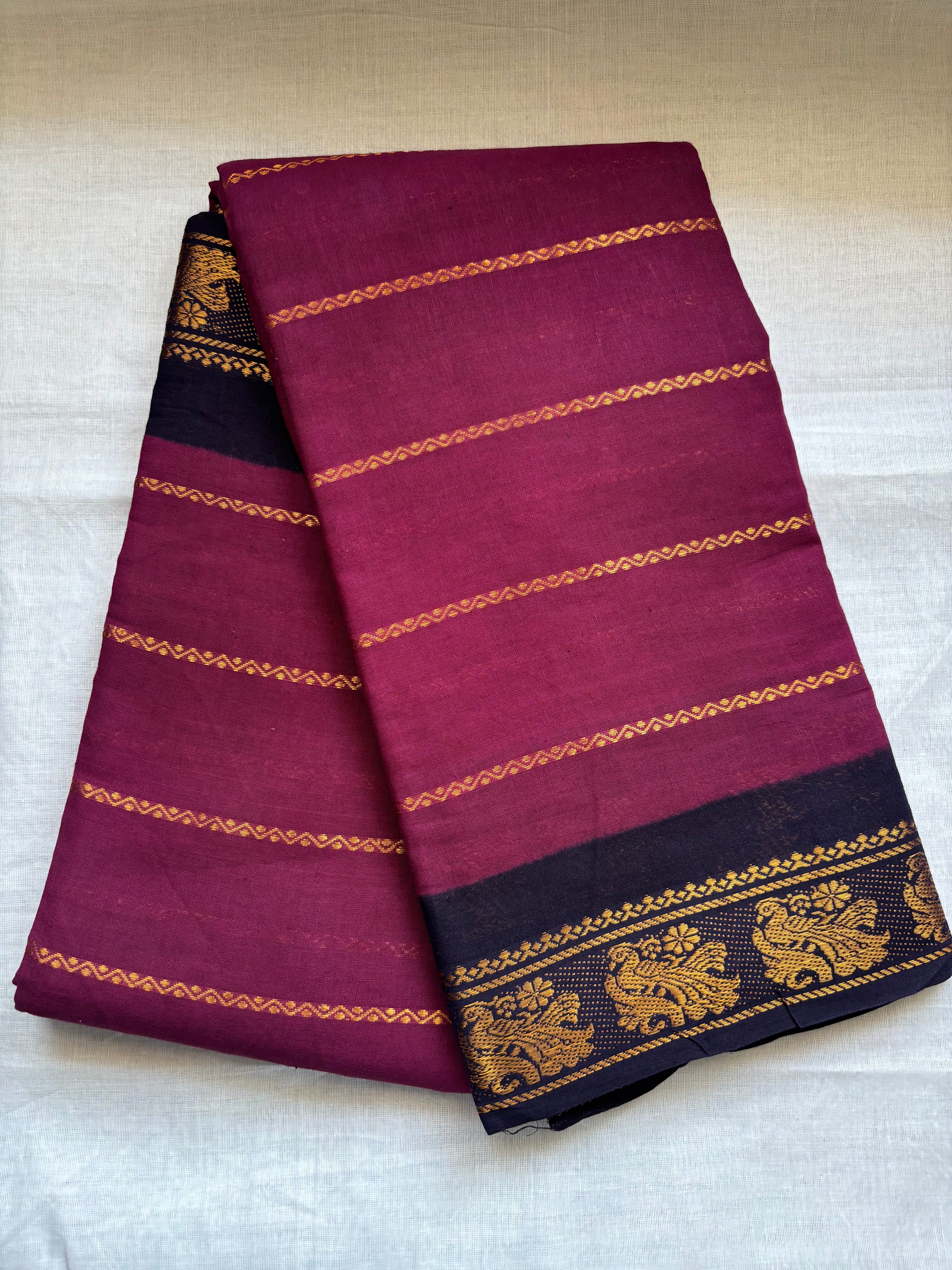 SUNGUDI VELDHARI with contrast blouse and pallu