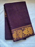 ZARI KATTAM MAYOORI SUNGUDI COTTON SAREE - COFFEE BROWN