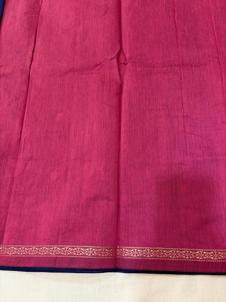 Maheshwari Silk Cotton Elegance - Royal blue with Pink