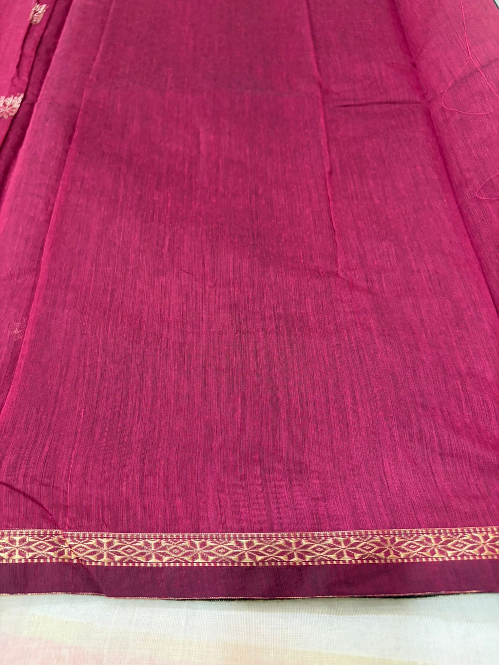 Maheshwari Silk Cotton Elegance - Bottle Green with Rani Pink